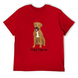 Personalized Rhodesian Ridgeback Dad Cotton T Shirt-Apparel-Apparel, Dog Dad Gifts, Personalized, Rhodesian Ridgeback, Shirt, T Shirt-Men's Cotton T Shirt-Red-Medium-14