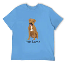 Load image into Gallery viewer, Personalized Rhodesian Ridgeback Dad Cotton T Shirt-Apparel-Apparel, Dog Dad Gifts, Personalized, Rhodesian Ridgeback, Shirt, T Shirt-Men&#39;s Cotton T Shirt-Sky Blue-Medium-2