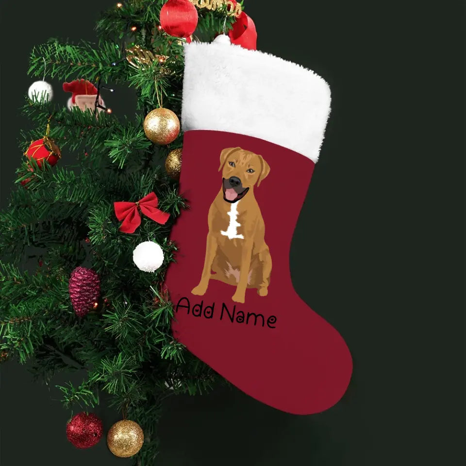 Personalized Rhodesian Ridgeback Large Christmas Stocking-Christmas Ornament-Christmas, Home Decor, Personalized, Rhodesian Ridgeback-Large Christmas Stocking-Christmas Red-One Size-2