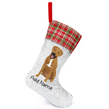 Load image into Gallery viewer, Personalized Rhodesian Ridgeback Shiny Sequin Christmas Stocking-Christmas Ornament-Christmas, Home Decor, Personalized, Rhodesian Ridgeback-Sequinned Christmas Stocking-Sequinned Silver White-One Size-2