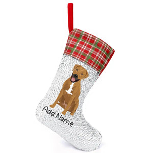 Personalized Rhodesian Ridgeback Shiny Sequin Christmas Stocking-Christmas Ornament-Christmas, Home Decor, Personalized, Rhodesian Ridgeback-Sequinned Christmas Stocking-Sequinned Silver White-One Size-2