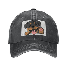 Load image into Gallery viewer, Personalized Rottweiler Baseball Cap - Waving Rottweiler Design - Match Your Dog's Coat Color-Hats &amp; Caps-black-Black-One Size-1
