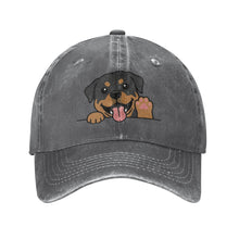 Load image into Gallery viewer, Personalized Rottweiler Baseball Cap - Waving Rottweiler Design - Match Your Dog's Coat Color-Hats &amp; Caps-red-Deep Heather-One Size-59