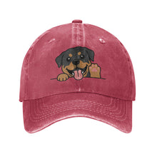 Load image into Gallery viewer, Personalized Rottweiler Baseball Cap - Waving Rottweiler Design - Match Your Dog's Coat Color-Hats &amp; Caps-red-Red-One Size-57