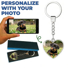 Load image into Gallery viewer, Personalized Rottweiler Keychain – Heart Shaped – Double-Sided Glass-Key Chain-Accessories,Keychain,Upload Photo-4