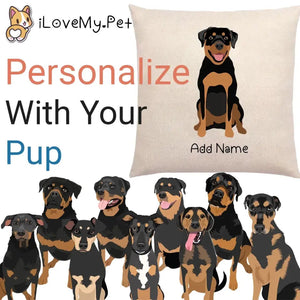 Personalized Rottweiler Linen Pillowcase-Home Decor-Dog Dad Gifts, Dog Mom Gifts, Home Decor, Personalized, Pillows, Rottweiler-Linen Pillow Case-Cotton-Linen-12"x12"-1