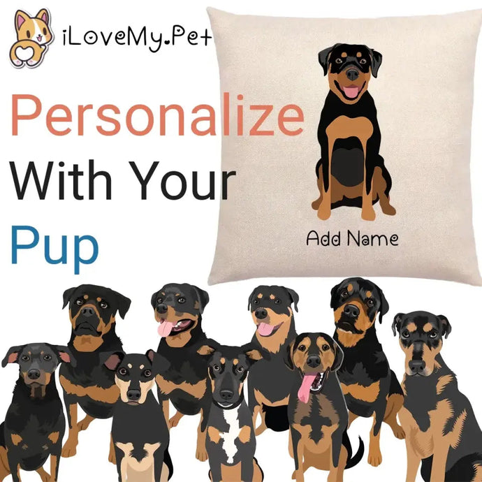 Personalized Rottweiler Linen Pillowcase-Home Decor-Dog Dad Gifts, Dog Mom Gifts, Home Decor, Personalized, Pillows, Rottweiler-1