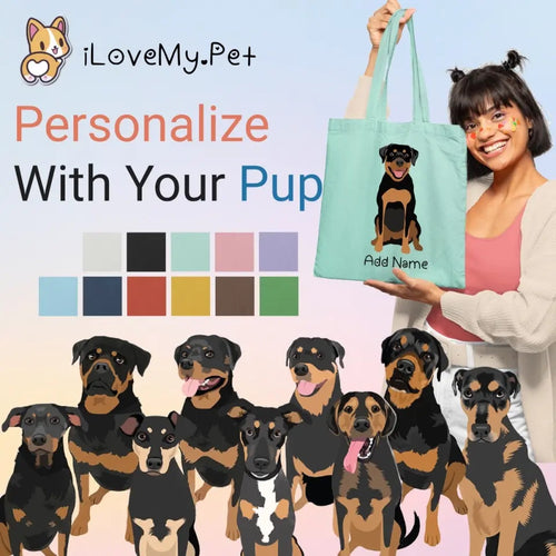 Personalized Rottweiler Love Zippered Tote Bag-Accessories-Accessories, Bags, Dog Mom Gifts, Personalized, Rottweiler-1