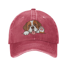 Load image into Gallery viewer, Personalized Saint Bernard Baseball Cap - Waving Saint Bernard Design - Match Your Dog's Coat Color-Hats &amp; Caps-Red-One Size-1