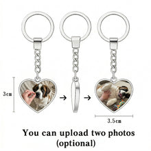 Load image into Gallery viewer, Personalized Saint Bernard Keychain – Heart Shaped – Double-Sided Glass-Key Chain-Accessories,Keychain,Saint Bernard,Upload Photo-2