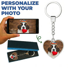 Load image into Gallery viewer, Personalized Saint Bernard Keychain – Heart Shaped – Double-Sided Glass-Key Chain-Accessories,Keychain,Saint Bernard,Upload Photo-4