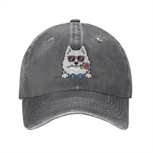 Load image into Gallery viewer, Personalized Samoyed Baseball Cap - Romeo Samoyed Design - Match Your Dog's Coat Color-Hats &amp; Caps-Accessories,Baseball Caps,Dog Mom Gifts-Gray-One Size-1