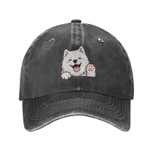 Load image into Gallery viewer, Personalized Samoyed Baseball Cap - Waving Samoyed Design - Match Your Dog's Coat Color-Hats &amp; Caps-Accessories,Baseball Caps,Dog Dad Gifts,Dog Mom Gifts,Samoyed-Black-One Size-2
