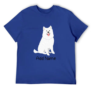 Personalized Samoyed Dad Cotton T Shirt-Apparel-Apparel, Dog Dad Gifts, Personalized, Samoyed, Shirt, T Shirt-Men's Cotton T Shirt-Blue-Medium-11