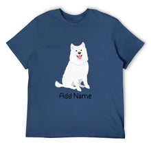 Load image into Gallery viewer, Personalized Samoyed Dad Cotton T Shirt-Apparel-Apparel, Dog Dad Gifts, Personalized, Samoyed, Shirt, T Shirt-Men&#39;s Cotton T Shirt-Navy Blue-Medium-12