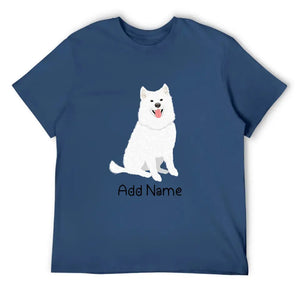 Personalized Samoyed Dad Cotton T Shirt-Apparel-Apparel, Dog Dad Gifts, Personalized, Samoyed, Shirt, T Shirt-Men's Cotton T Shirt-Navy Blue-Medium-12