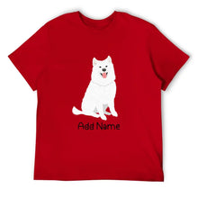 Load image into Gallery viewer, Personalized Samoyed Dad Cotton T Shirt-Apparel-Apparel, Dog Dad Gifts, Personalized, Samoyed, Shirt, T Shirt-Men&#39;s Cotton T Shirt-Red-Medium-14