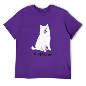 Personalized Samoyed Dad Cotton T Shirt-Apparel-Apparel, Dog Dad Gifts, Personalized, Samoyed, Shirt, T Shirt-Men's Cotton T Shirt-Purple-Medium-18