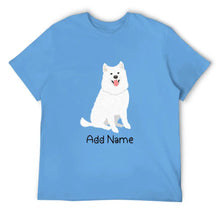 Load image into Gallery viewer, Personalized Samoyed Dad Cotton T Shirt-Apparel-Apparel, Dog Dad Gifts, Personalized, Samoyed, Shirt, T Shirt-Men&#39;s Cotton T Shirt-Sky Blue-Medium-2