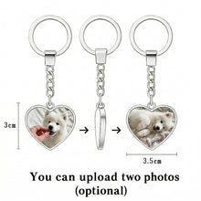 Load image into Gallery viewer, Personalized Samoyed Keychain – Heart Shaped – Double-Sided Glass-Key Chain-Accessories,Keychain,Samoyed,Upload Photo-2