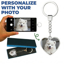 Load image into Gallery viewer, Personalized Samoyed Keychain – Heart Shaped – Double-Sided Glass-Key Chain-Accessories,Keychain,Samoyed,Upload Photo-1