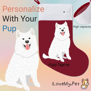 Personalized Samoyed Large Christmas Stocking-Christmas Ornament-Christmas, Home Decor, Personalized, Samoyed-Large Christmas Stocking-Christmas Red-One Size-1