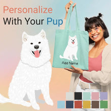 Load image into Gallery viewer, Personalized Samoyed Love Zippered Tote Bag-Accessories-Accessories, Bags, Dog Mom Gifts, Personalized, Samoyed-1