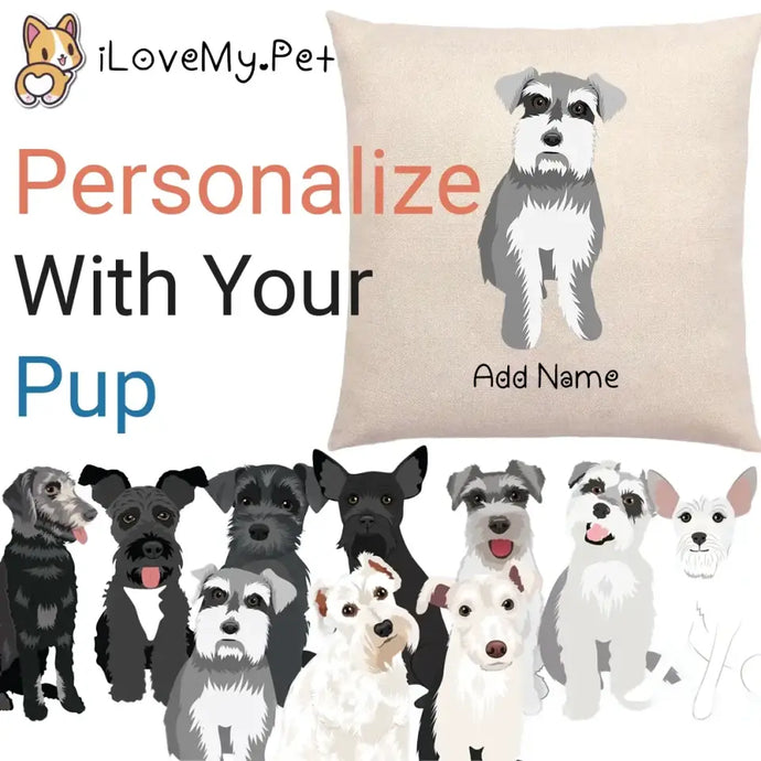 Personalized Schnauzer Linen Pillowcase-Linen Pillow Case-Cotton-Linen-16