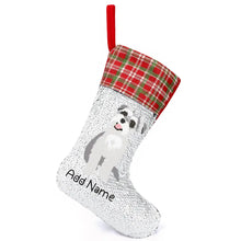 Load image into Gallery viewer, Personalized Schnauzer Shiny Sequin Christmas Stocking-Christmas Ornament-Christmas, Home Decor, Personalized, Schnauzer-Sequinned Christmas Stocking-Sequinned Silver White-One Size-2