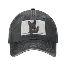 Load image into Gallery viewer, Personalized Scottish Terrier Baseball Cap - Waving Scottish Terrier Design - Match Your Dog's Coat Color-Hats &amp; Caps-Black-Black-One Size-57