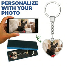 Load image into Gallery viewer, Personalized Scottish Terrier Keychain – Heart Shaped – Double-Sided Glass-Key Chain-Accessories,Keychain,Upload Photo-1