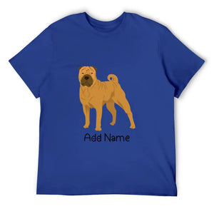 Personalized Shar Pei Dad Cotton T Shirt-Apparel-Apparel, Dog Dad Gifts, Personalized, Shar Pei, Shirt, T Shirt-Men's Cotton T Shirt-Blue-Medium-11