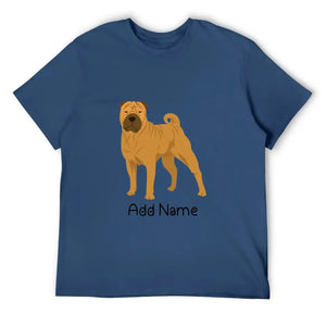 Personalized Shar Pei Dad Cotton T Shirt-Apparel-Apparel, Dog Dad Gifts, Personalized, Shar Pei, Shirt, T Shirt-Men's Cotton T Shirt-Navy Blue-Medium-12