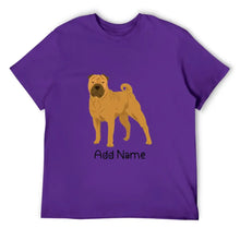 Load image into Gallery viewer, Personalized Shar Pei Dad Cotton T Shirt-Apparel-Apparel, Dog Dad Gifts, Personalized, Shar Pei, Shirt, T Shirt-Men&#39;s Cotton T Shirt-Purple-Medium-18