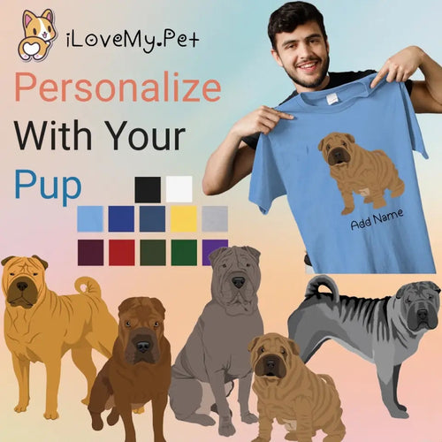 Personalized Shar Pei Dad Cotton T Shirt-Apparel-Apparel, Dog Dad Gifts, Personalized, Shar Pei, Shirt, T Shirt-Men's Cotton T Shirt-Sky Blue-Medium-1