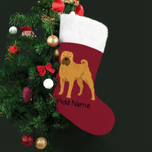 Load image into Gallery viewer, Personalized Shar Pei Large Christmas Stocking-Christmas Ornament-Christmas, Home Decor, Personalized, Shar Pei-Large Christmas Stocking-Christmas Red-One Size-2