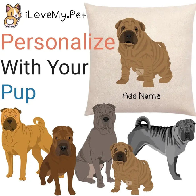 Personalized Shar Pei Linen Pillowcase-Home Decor-Dog Dad Gifts, Dog Mom Gifts, Home Decor, Personalized, Pillows, Shar Pei-1