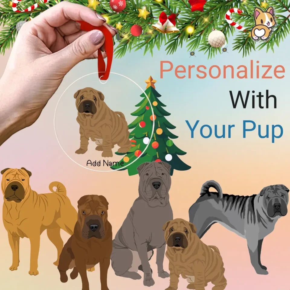 Personalized Shar Pei Love Christmas Tree Ornaments 1512x