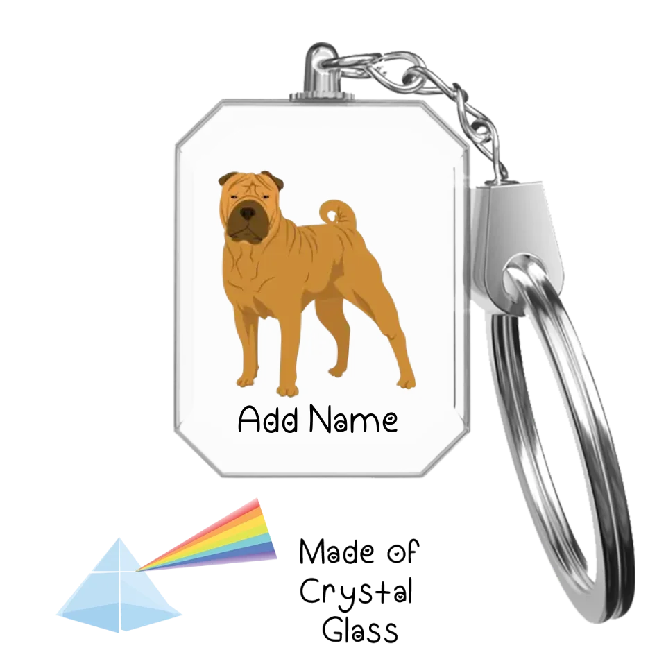 Personalized Shar Pei Love Crystal Glass Keychain-Accessories-Shar Pei-Crystal Keychain-Glass Crystal-One Size-2