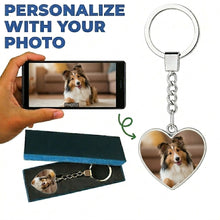 Load image into Gallery viewer, Personalized Shetland Sheepdog Keychain – Heart Shaped – Double-Sided Glass-Key Chain-Accessories,Keychain,Upload Photo-4