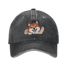 Load image into Gallery viewer, Personalized Shiba Inu Baseball Cap - Waving Shiba Inu Design - Match Your Dog's Coat Color-Hats &amp; Caps-Accessories,Baseball Caps,Dog Dad Gifts,Dog Mom Gifts,Shiba Inu-Black-One Size-2