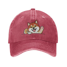 Load image into Gallery viewer, Personalized Shiba Inu Baseball Cap - Waving Shiba Inu Design - Match Your Dog's Coat Color-Hats &amp; Caps-Accessories,Baseball Caps,Dog Dad Gifts,Dog Mom Gifts,Shiba Inu-Red-One Size-3