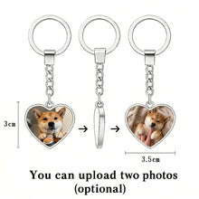 Load image into Gallery viewer, Personalized Shiba Inu Keychain – Heart Shaped – Double-Sided Glass-Key Chain-Accessories,Keychain,Upload Photo-2