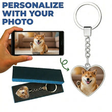 Load image into Gallery viewer, Personalized Shiba Inu Keychain – Heart Shaped – Double-Sided Glass-Key Chain-Accessories,Keychain,Upload Photo-1