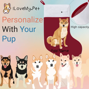 Personalized Shiba Inu Large Christmas Stocking 360x