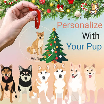 Personalized Shiba Inu Love Christmas Tree Ornaments 360x