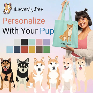 Personalized Shiba Inu Love Zippered Tote Bag 360x