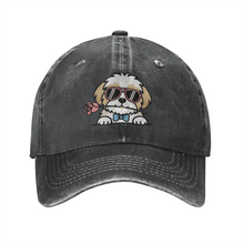 Load image into Gallery viewer, Personalized Shih Tzu Baseball Cap - Romeo Shih Tzu Design - Match Your Dog's Coat Color-Hats &amp; Caps-Accessories,Baseball Caps,Dog Mom Gifts-Black-One Size-1