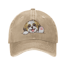 Load image into Gallery viewer, Personalized Shih Tzu Baseball Cap - Waving Shih Tzu Design - Match Your Dog's Coat Color-Hats &amp; Caps-Accessories,Baseball Caps,Dog Dad Gifts,Dog Mom Gifts,Shih Tzu-Beige-One Size-4