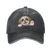 Load image into Gallery viewer, Personalized Shih Tzu Baseball Cap - Waving Shih Tzu Design - Match Your Dog's Coat Color-Hats &amp; Caps-Accessories,Baseball Caps,Dog Dad Gifts,Dog Mom Gifts,Shih Tzu-Black-One Size-1